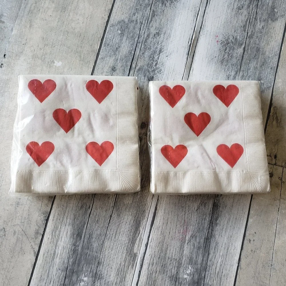 Red Heart Cocktail / Dessert Napkins 20 napkins per package